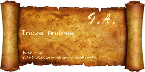Incze Andrea névjegykártya